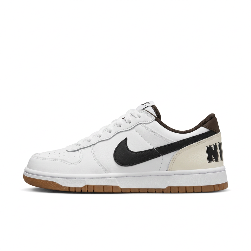 Nike White & Black Low-Top Sneakers with Gum Sole