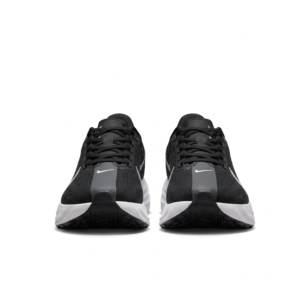 Nike Black & White Running Shoes with Patterned Swoosh