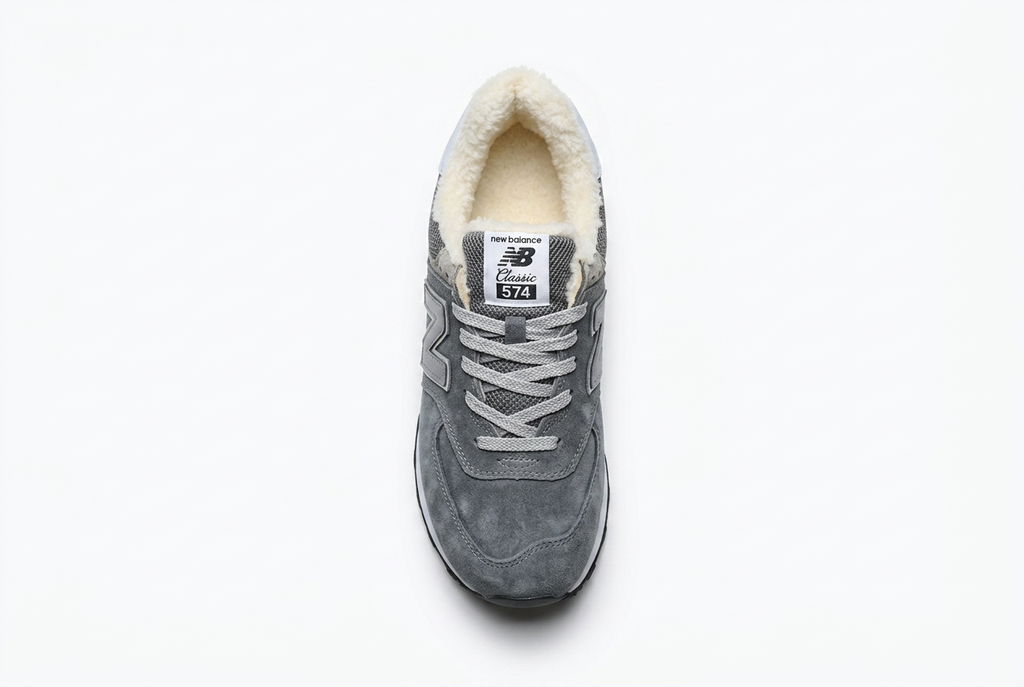 New Balance 574 Grey Sneakers with Fuzzy Lining