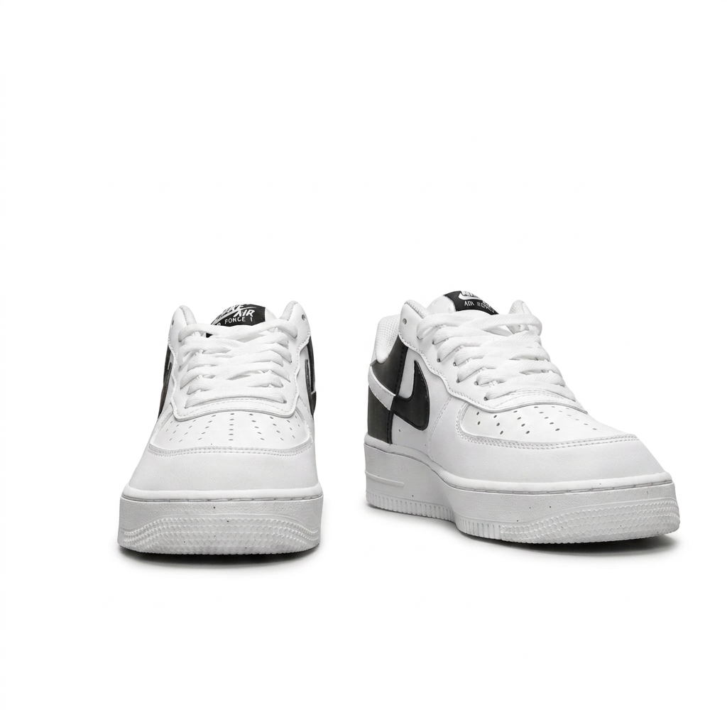 Nike White & Black Color-Block Low-Top Sneakers