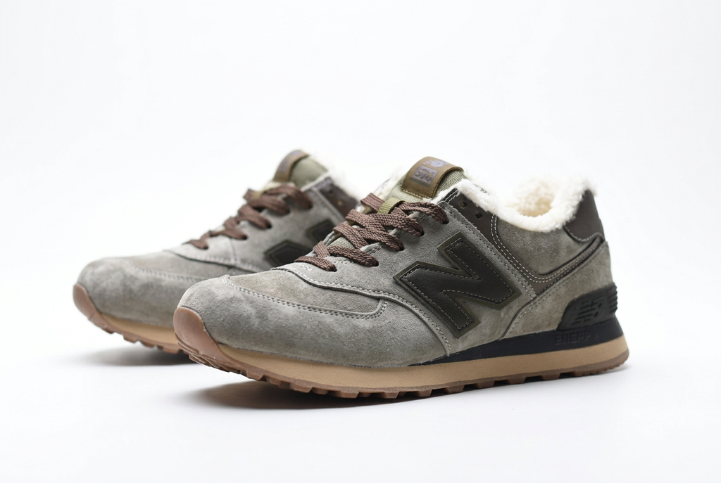 New Balance Grey-Taupe Sneakers with Fuzzy Lining