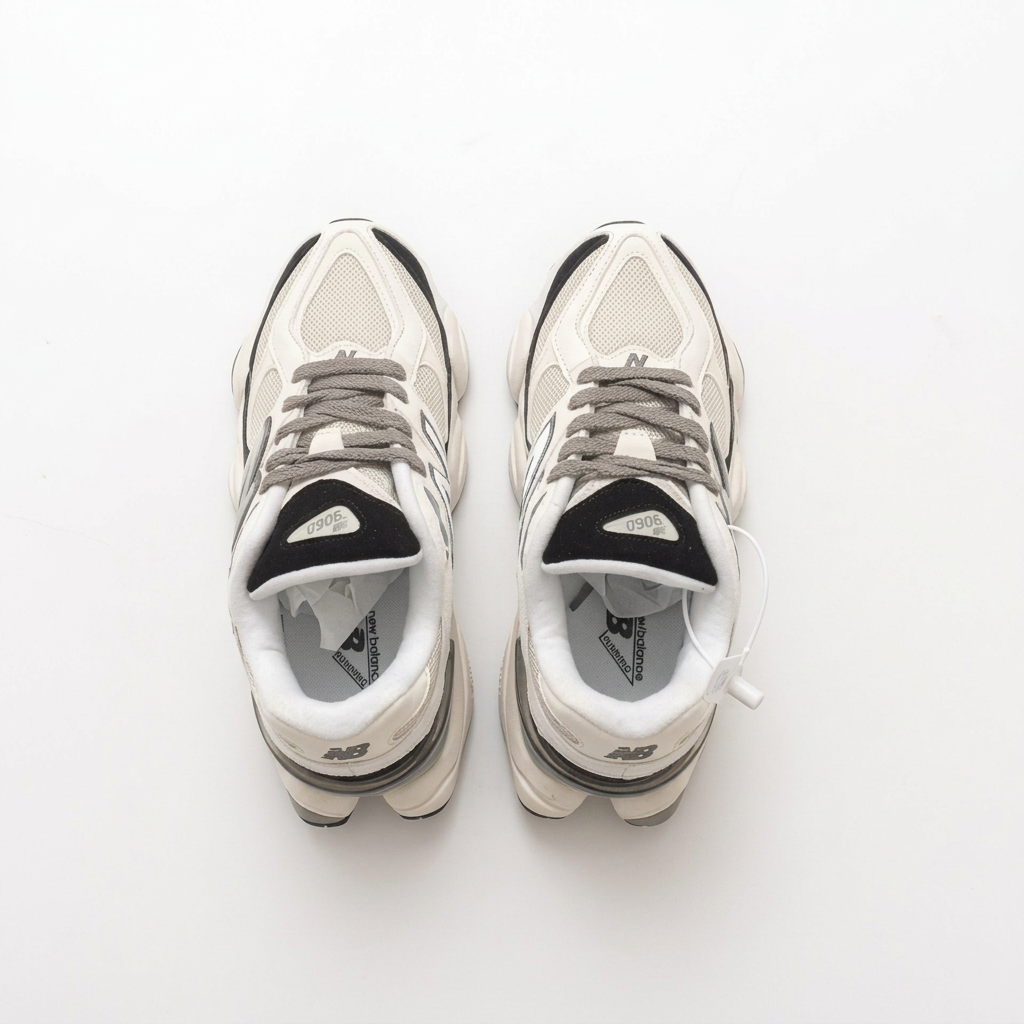 New Balance 9060 Cream & Black Sneakers