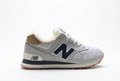 New Balance 574 Light Grey / Navy Sneakers with Fuzzy Lining