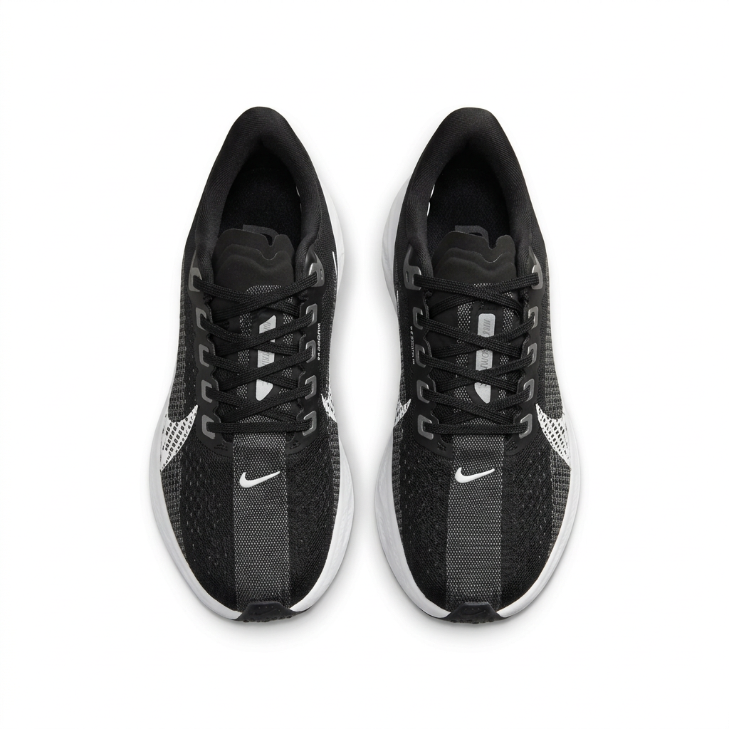 Nike Black & White Running Shoes with Patterned Swoosh