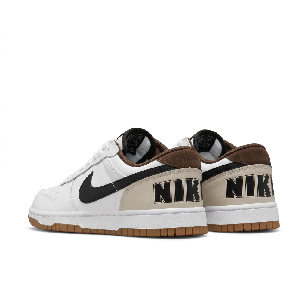 Nike White & Black Low-Top Sneakers with Gum Sole