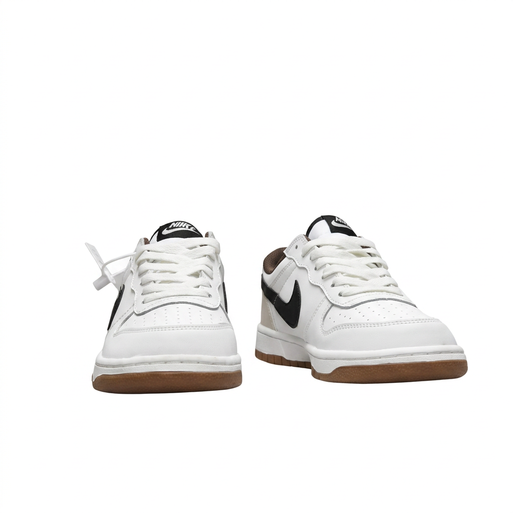 Nike White & Black Low-Top Sneakers with Gum Sole