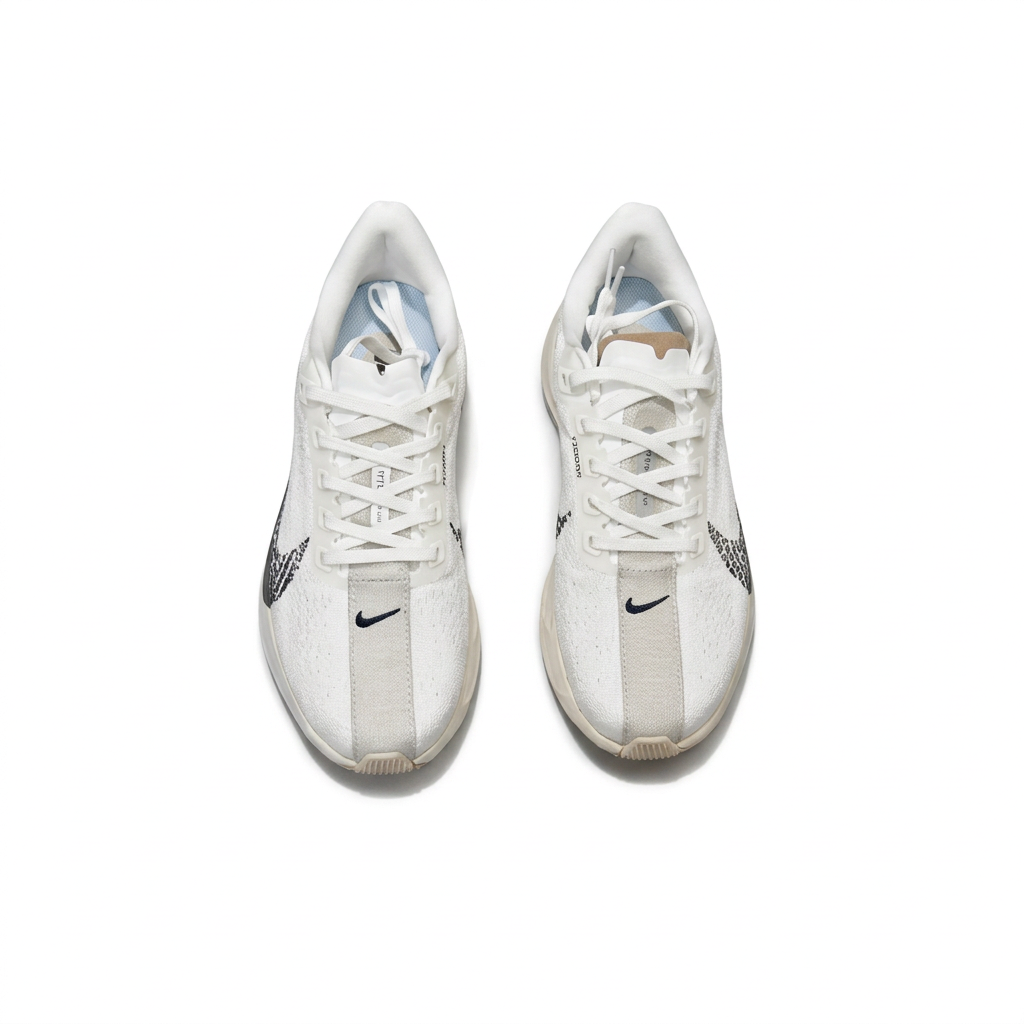 Nike White & Ivory Running Shoes with Black Swoosh