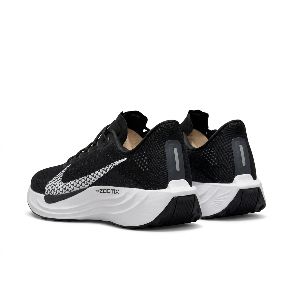 Nike Black & White Running Shoes with Patterned Swoosh