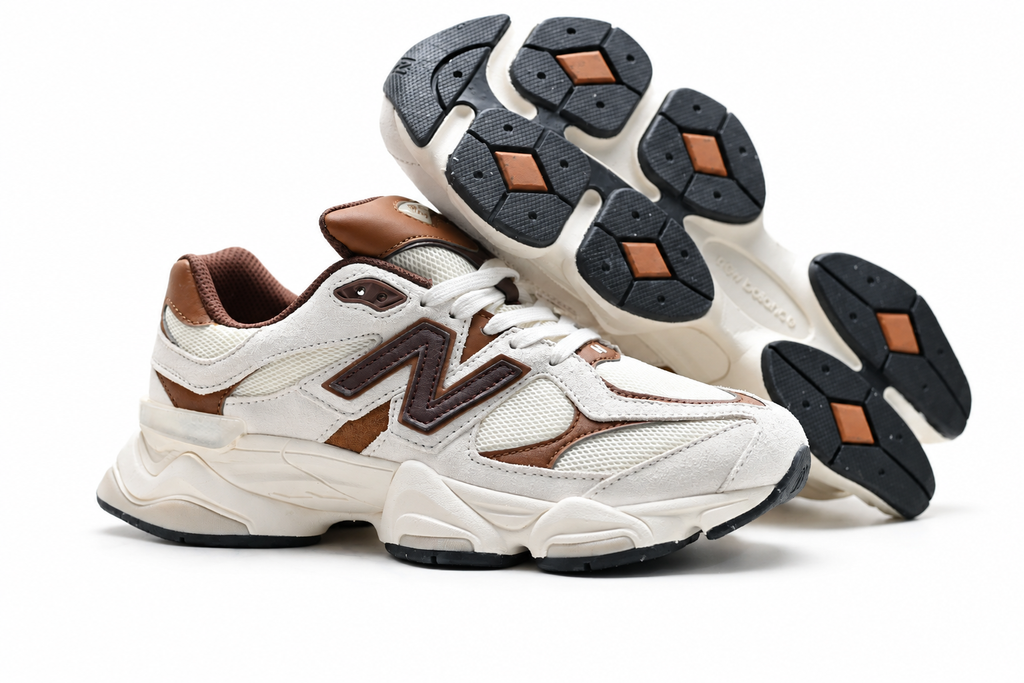 New Balance 9060 Cream / Brown Sneakers