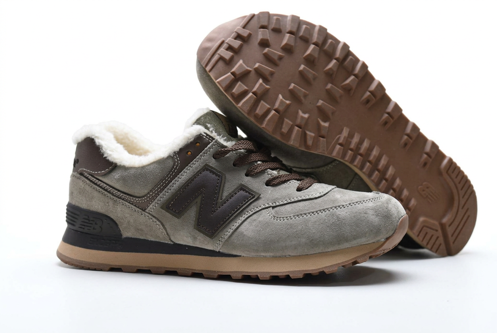 New Balance Grey-Taupe Sneakers with Fuzzy Lining