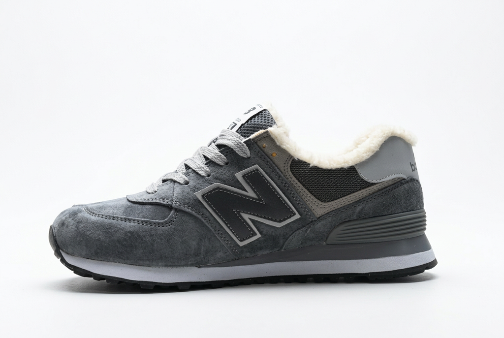 New Balance 574 Grey Sneakers with Fuzzy Lining