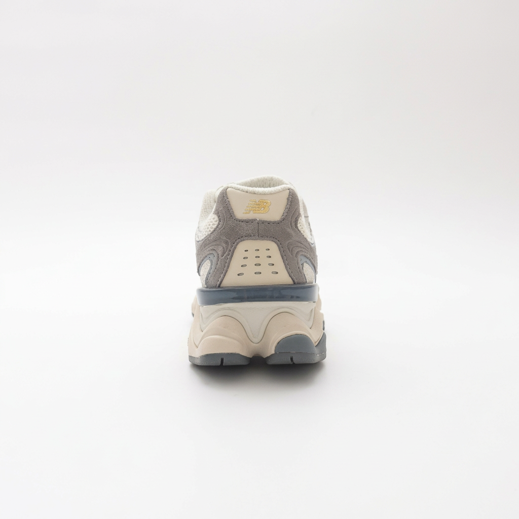 New Balance 9060 Grey & Cream Sneakers with Yellow Accents