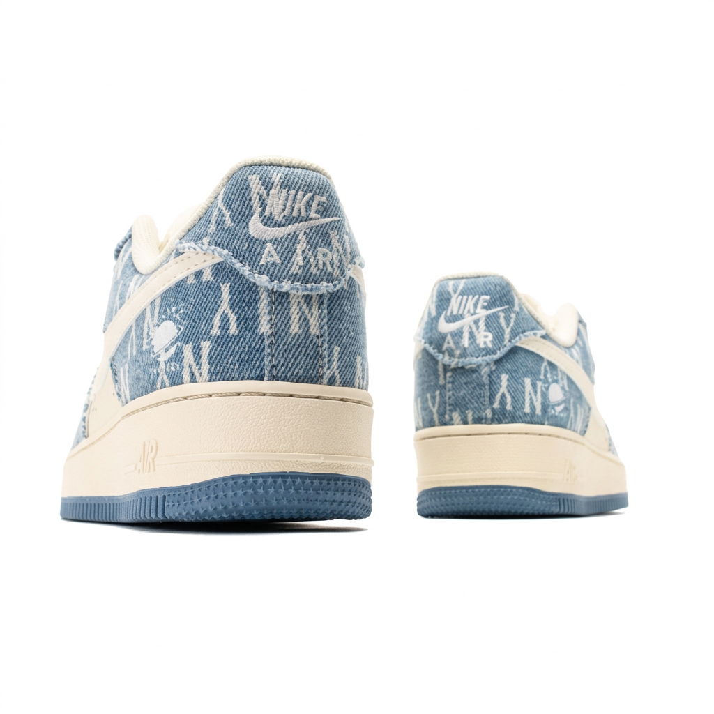 Nike Blue & Cream Patterned Low-Top Sneakers