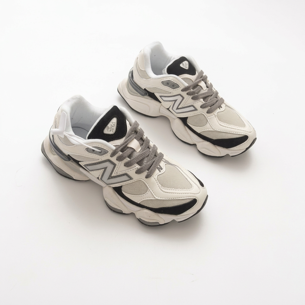 New Balance 9060 Cream & Black Sneakers