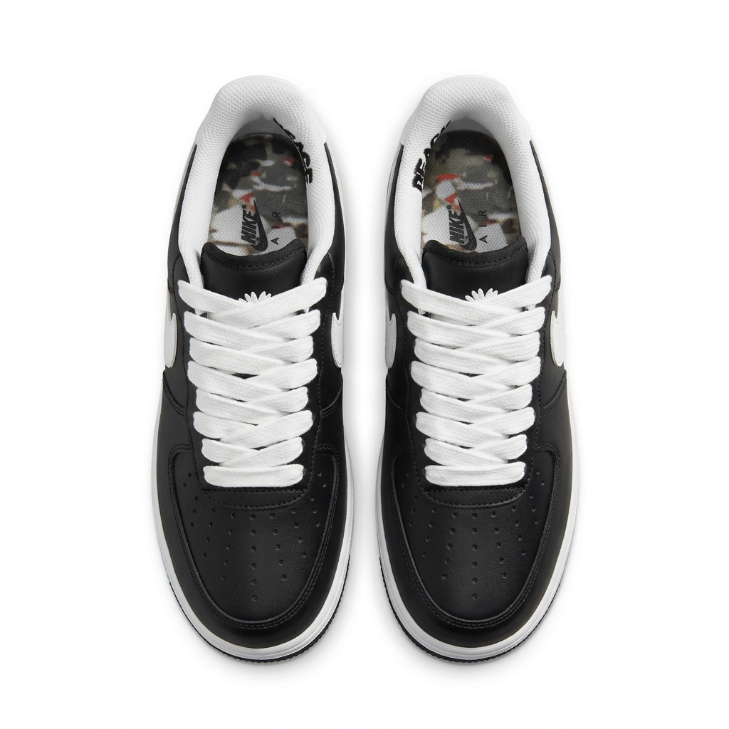 Nike Black & White Low-Top Sneakers with Brushstroke Sole