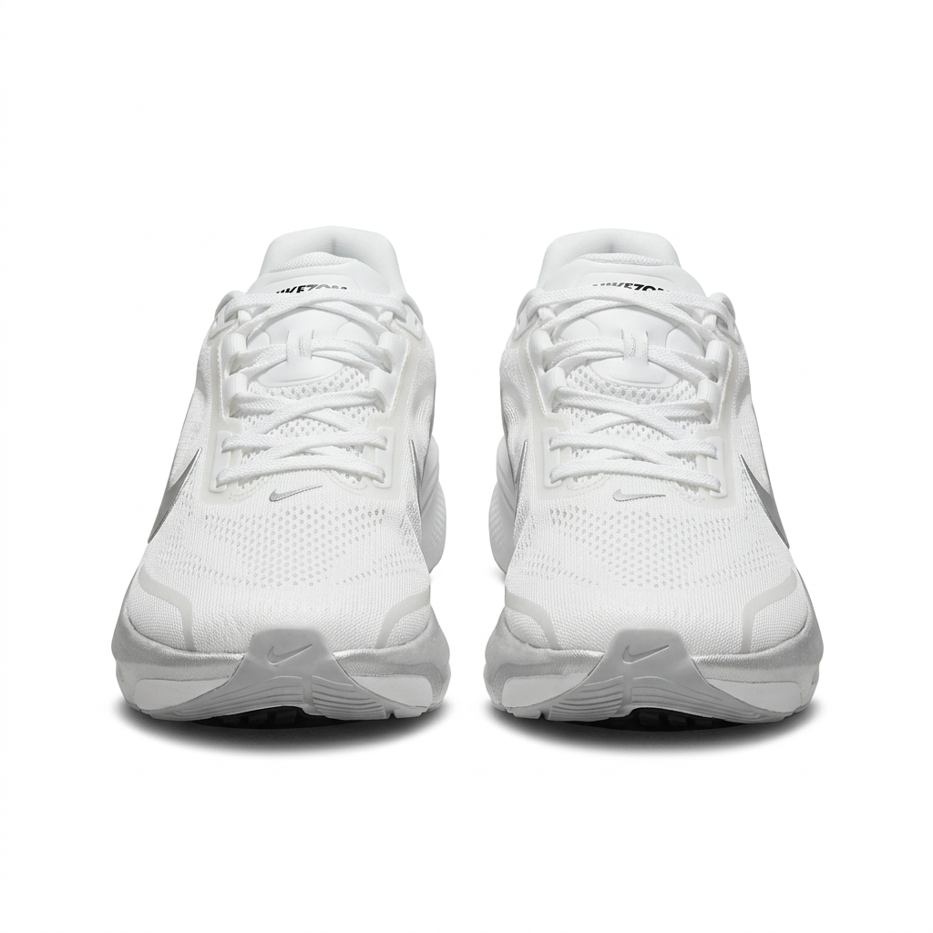 Nike White & Silver Low-Top Sneakers