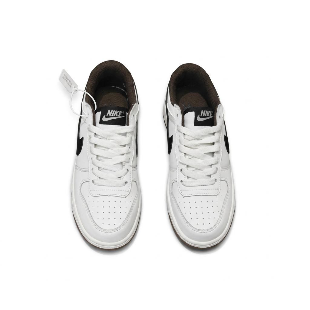 Nike White & Black Low-Top Sneakers with Gum Sole