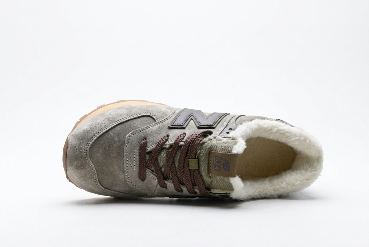 New Balance Grey-Taupe Sneakers with Fuzzy Lining