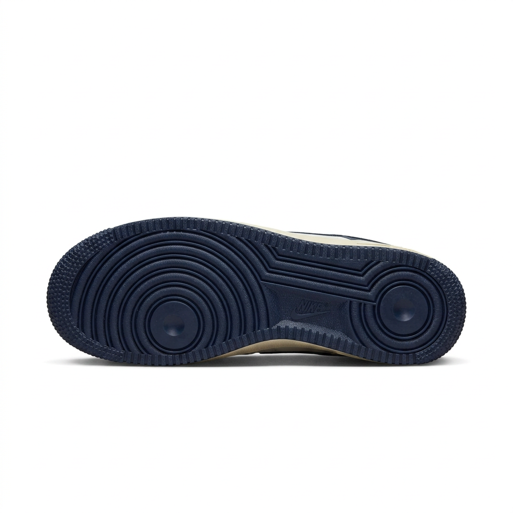 Nike White & Navy Low-Top Sneakers with Cream Sole