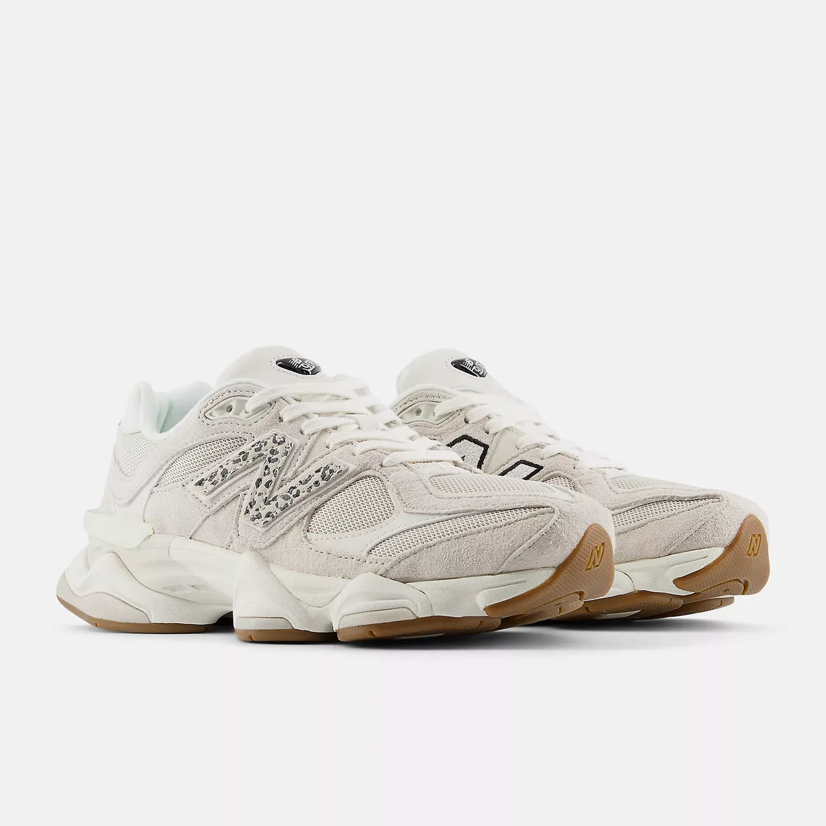 New Balance 9060 U9060ASP Cream Leopard-Print Logo Sneakers