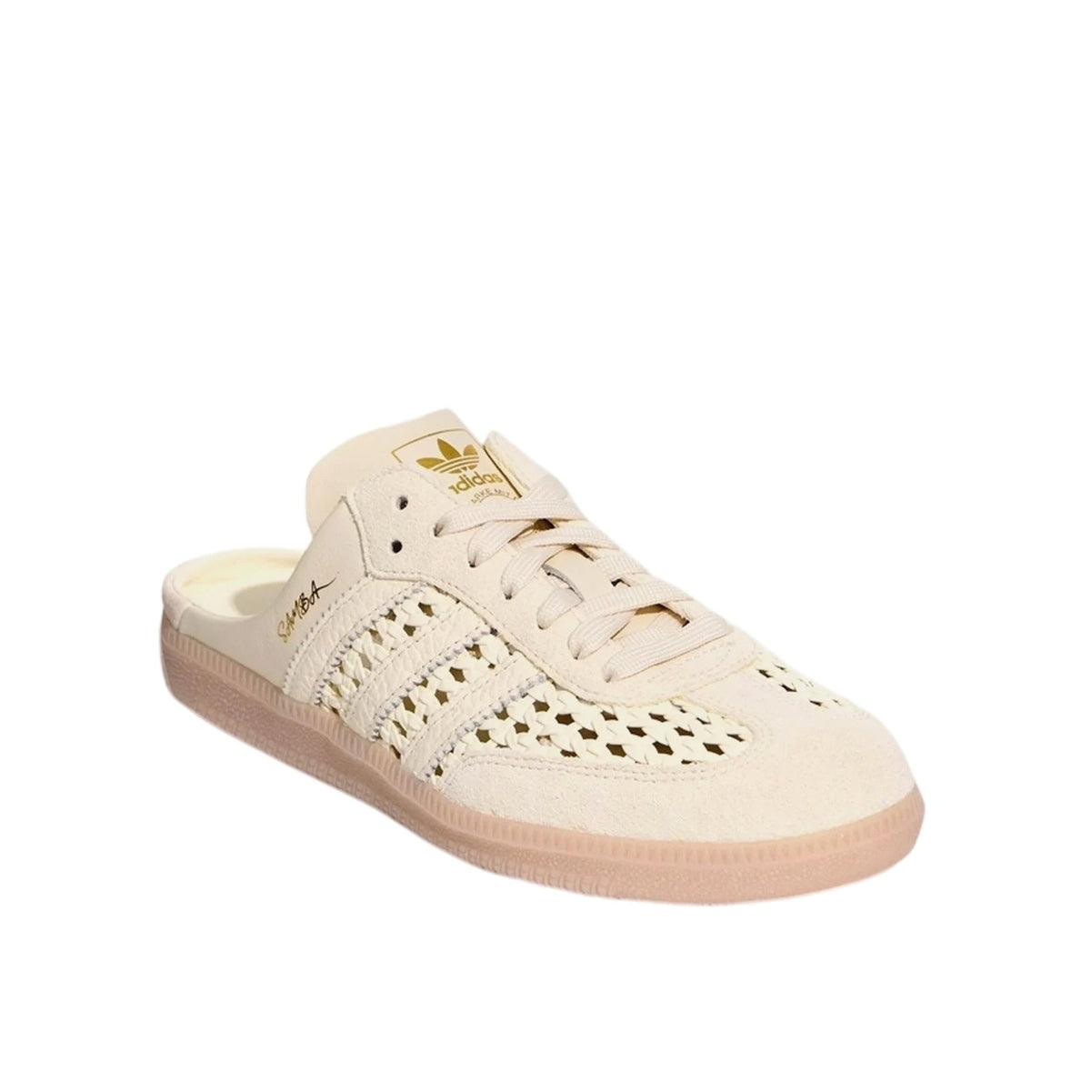adidas Samba OG Mule Woven Cream White/Gold Metallic Women's Backless Sneakers - KH7719