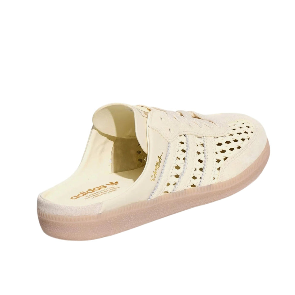 adidas Samba OG Mule Woven Cream White/Gold Metallic Women's Backless Sneakers - KH7719