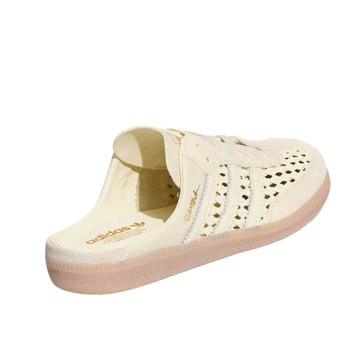 adidas Samba OG Mule Woven Cream White/Gold Metallic Women's Backless Sneakers - KH7719