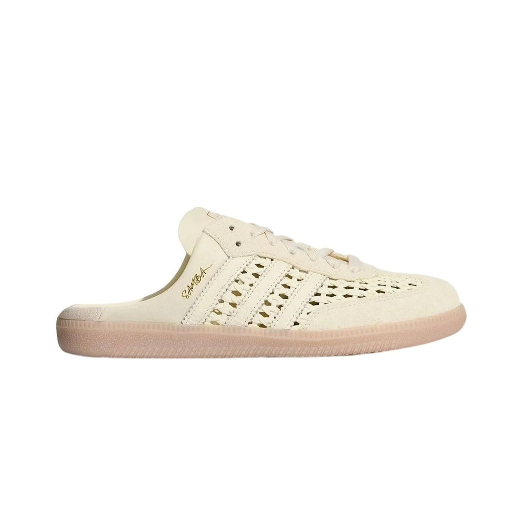 adidas Samba OG Mule Woven Cream White/Gold Metallic Women's Backless Sneakers - KH7719