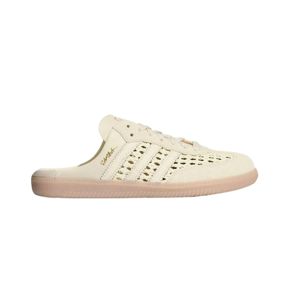 adidas Samba OG Mule Woven Cream White/Gold Metallic Women's Backless Sneakers - KH7719
