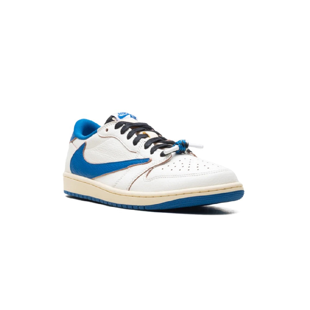 Travis Scott x Fragment Air Jordan 1 Low Sail Military Blue Sneakers