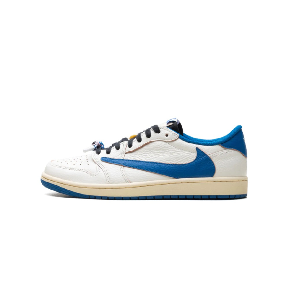Travis Scott x Fragment Air Jordan 1 Low Sail Military Blue Sneakers