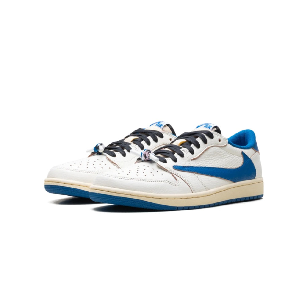Travis Scott x Fragment Air Jordan 1 Low Sail Military Blue Sneakers