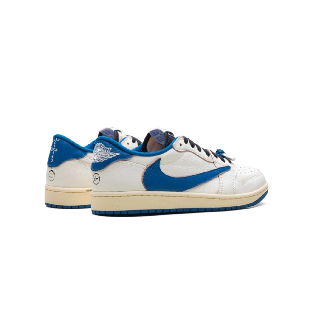 Travis Scott x Fragment Air Jordan 1 Low Sail Military Blue Sneakers