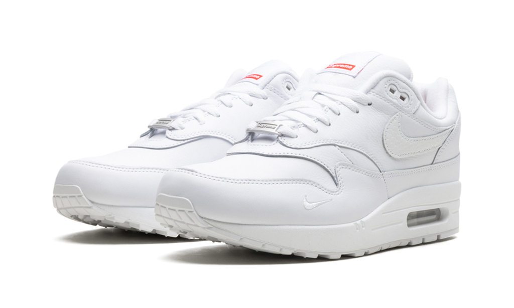 "Supreme Triple White" Air Max 1 '87 SP HF8813 100 - product image from the listing.