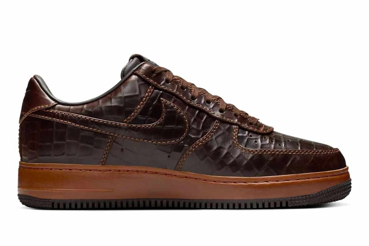 Fauna Brown — Nike Air Force 1 Croc Skin Sneakers II7090-222